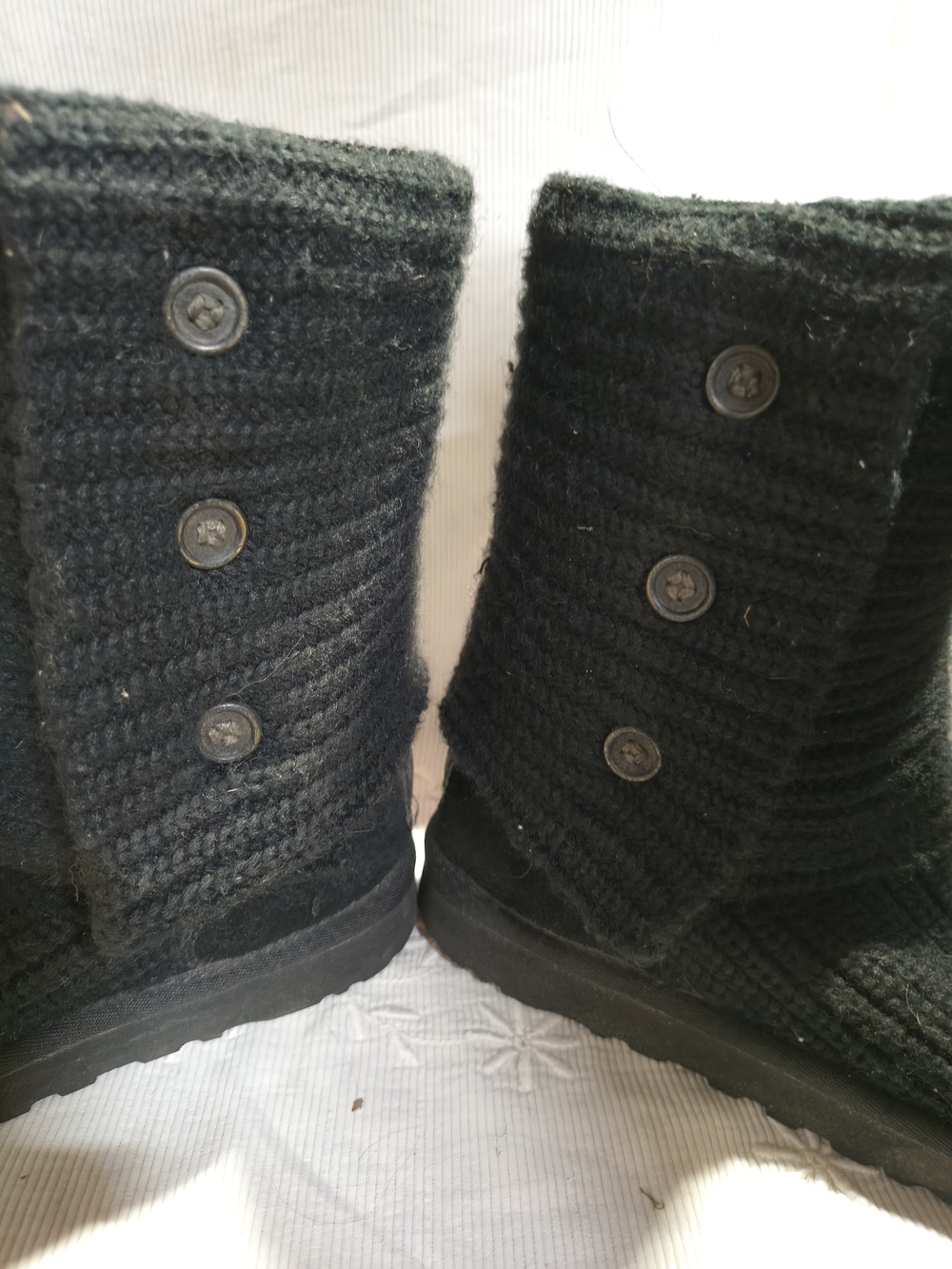 UGG Black Knit Button-Back Fold Boots - Picture 3 of 8